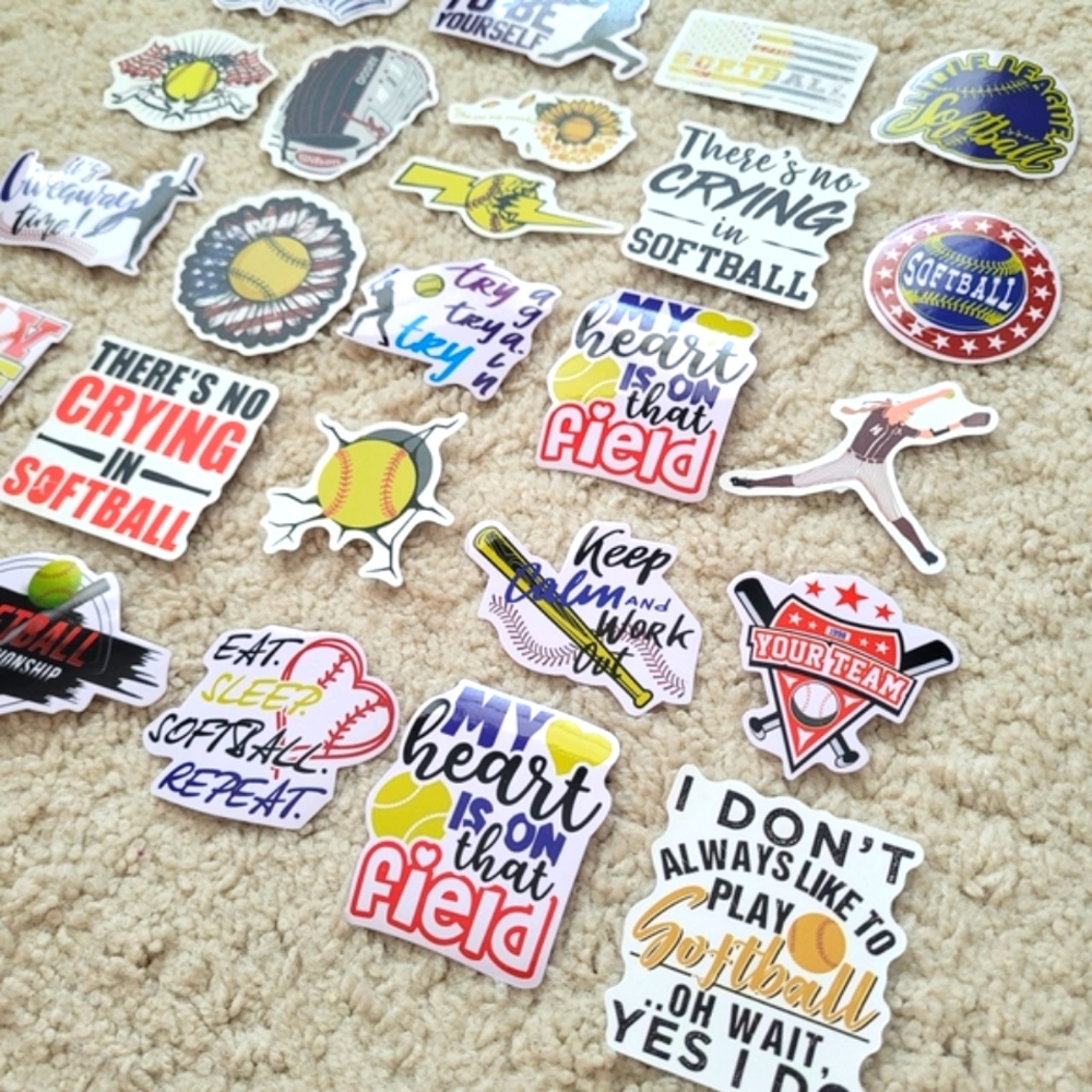 Colorful Softball Sticker Set - Picture 3 of 3